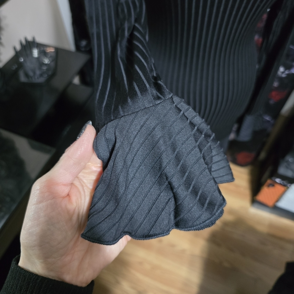Black Ribbed Corset Back Maxi Dress, Medium - Picture 3 of 4